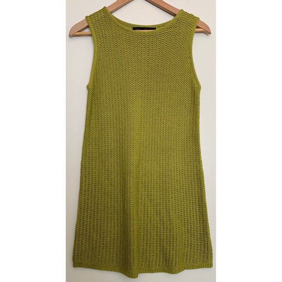 Linda Allard Ellen Tracy Women's Lime Green Sleeveless Knit Sweater Top‎ Size M - Picture 1 of 10